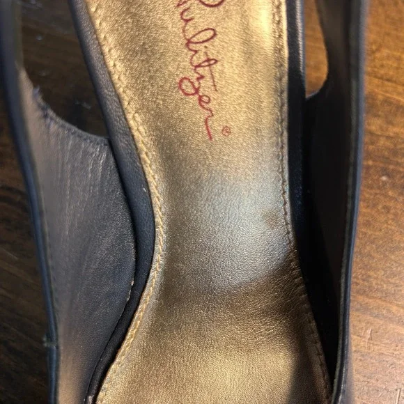 Lilly Pulitzer Kristin Wedge True Navy Blue Leather Sandals Casual Women's Sz 8M - Picture 11 of 11